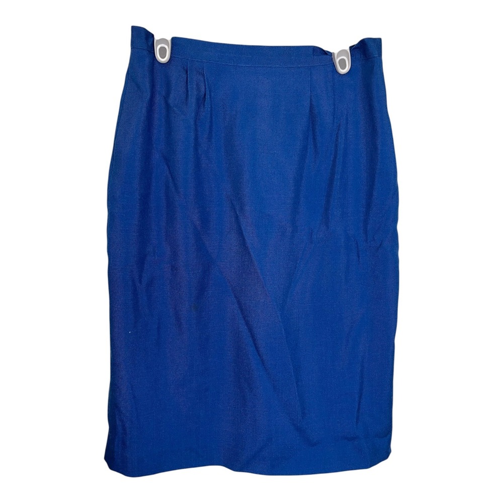 Vintage Worthington 14 Blue Pencil Skirt High Waisted Woven Lined Officecore